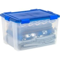 Iris WeatherPro 74 Qt. Latch Lid Storage Bin, Clear/Blue (500204) -Bostitchy Store 21538A6E AC41 4D75 AB1195C3221AE733 s7