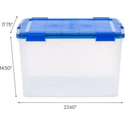 Iris WeatherPro 74 Qt. Latch Lid Storage Bin, Clear/Blue (500204) -Bostitchy Store 3D9E94C3 26C2 4689 98AFBCAAF5AF93EB s7