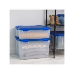 Iris WeatherPro 74 Qt. Latch Lid Storage Bin, Clear/Blue (500204) -Bostitchy Store 3FDBFF60 4B74 4783 9876E1F2C6D859D3 s7