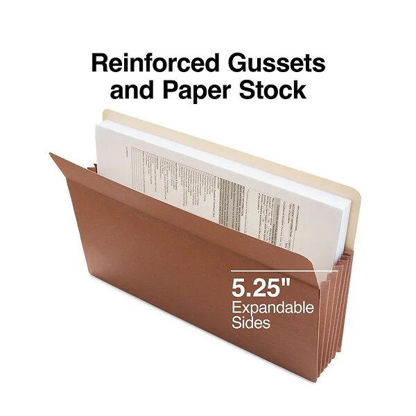 Staples® Reinforced File Pocket, 5.25" Expansion, Legal Size, Brown, 10/Box (ST418343) 3 Staples® Reinforced File Pocket, 5.25" Expansion, Legal Size, Brown, 10/Box (ST418343)