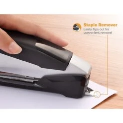 Bostitch InPower® Spring-Powered Desktop Stapler, 28-Sheets, Silver/Black (ACF1110)