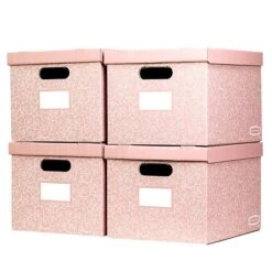 Fellows Basic Duty Storage Box, Lift Off Lid, Letter/Legal Pink Rose, 4/Pack (100016406) -Bostitchy Store CD17A398 231A 4820 96D4BA6125F6179E s7