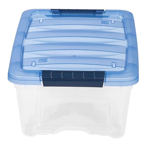 Iris Stack & Pull 12.9 Qt. Latch Lid Storage Bin, Navy/Clear (100306) 4 Iris Stack & Pull 12.9 Qt. Latch Lid Storage Bin, Navy/Clear (100306) - Image 2