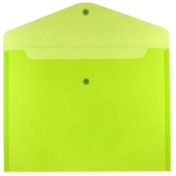JAM Paper® Plastic Envelopes With Snap Closure, Letter Booklet, 9.75 X 13, Lime Green, 12/Pack (218S0LI)