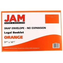 JAM Paper® Plastic Envelopes With Snap Closure, Legal Booklet, 9.75 X 14.5, Orange Poly, 12/pack (219S0OR) -Bostitchy Store m002870120 s7