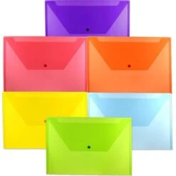JAM Paper® Plastic Envelopes With Snap Closure, Legal Booklet, 9.75 X 14.5, Assorted Poly Colors, 6/pack (219S0ASSRTD)
