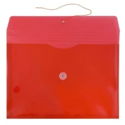 JAM Paper® Plastic Envelopes With Button And String Tie Closure, Letter Booklet, 9.75 X 13, Red Poly, 12/pack (218B1RE)