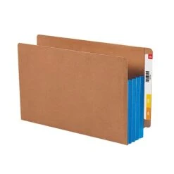 Smead 30% Recycled Heavyweight Reinforced File Pocket, 3 1/2" Expansion, Legal Size, Blue, 10/Box (74679)