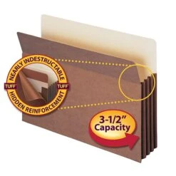 Smead TUFF Redrope File Pockets, 3-1/2" Expansion, Legal Size, Brown, 10/Box (74380)