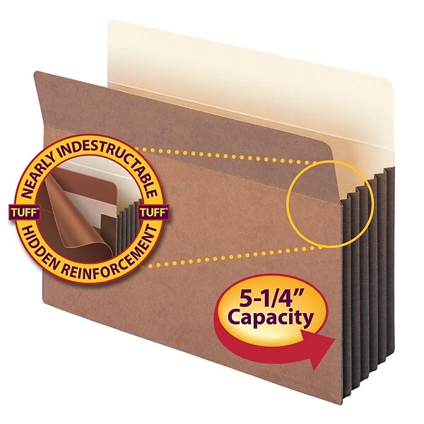 Smead TUFF Redrope File Pockets, 5-1/4" Expansion, Letter Size, Brown, 10/Box (73390) 4 Smead TUFF Redrope File Pockets, 5-1/4" Expansion, Letter Size, Brown, 10/Box (73390) - Image 2