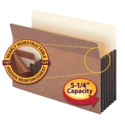 Smead TUFF Redrope File Pockets, 5-1/4" Expansion, Legal Size, Brown, 10/Box (74390) -Bostitchy Store m004896305 s7