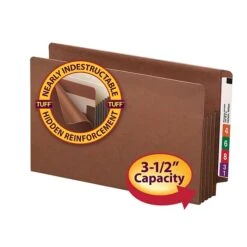 Smead TUFF Reinforced Redrope File Pockets, 3-1/2" Expansion, Legal Size, Brown, 10/Box (74780)