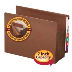 Smead TUFF Reinforced Redrope File Pockets, 7" Expansion, Letter Size, Brown, 5/Box (73795) -Bostitchy Store m004896375 s7