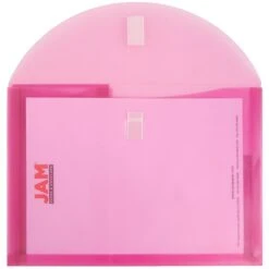 JAM Paper® 3 Pocket Plastic Envelope With Hook & Loop, Letter Booklet, 9.75 X 13, Pink, Sold Individually (167425929) -Bostitchy Store m005223507 s7