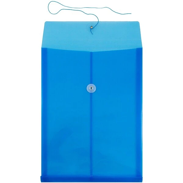 JAM Paper® Plastic Envelopes With Button And String Tie Closure, Legal Open End, 9.75 X 14.5, Blue Poly, 12/pack (119B1BU) 4 JAM Paper® Plastic Envelopes With Button And String Tie Closure, Legal Open End, 9.75 X 14.5, Blue Poly, 12/pack (119B1BU) - Image 2