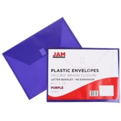 JAM Paper® Plastic Envelopes With Hook & Loop Closure, Letter Booklet, 9.75 X 13, Purple, 12/Pack (218V0PU) -Bostitchy Store m005745045 s7