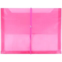 JAM Paper® Plastic Envelopes With 2 5/8 Expansion, Elastic Closure, Letter Booklet, 9.75x13, Fuchsia Pink Poly, 1/pk (218E25FU)