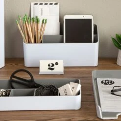 Fusion 4-Compartment Stackable Plastic Compartment Storage, White/Gray, 4/Pack (37592) 7 Fusion 4-Compartment Stackable Plastic Compartment Storage, White/Gray, 4/Pack (37592) -Bostitchy Store m006137999 s7