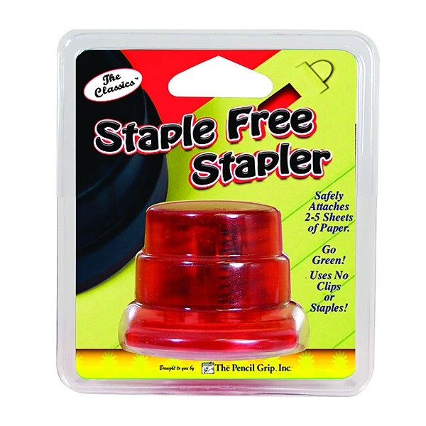 Pencil Grip Staple Free Desktop Stapler, 5 Sheet Capacity, Red (TPG133) 3 Pencil Grip Staple Free Desktop Stapler, 5 Sheet Capacity, Red (TPG133)