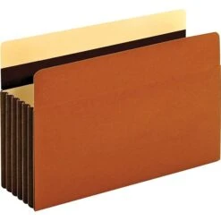 Globe-Weis Reinforced File Pocket, 7" Expansion, Legal Size, Redrope, 5/Box (GLW15446HD)