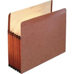 Pendaflex Heavy Duty Reinforced File Pocket, 5 1/4" Expansion, Letter Size, Redrope, 5/Box (ESS085545)