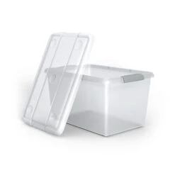 Iris Store & Slide 61 Qt. Latch Lid Storage Bin, Clear (TR58301)