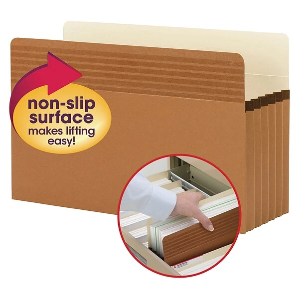 Smead Easy Grip Paper Stock File Pocket, 5.25" Expansion, Legal Size, Redrope, 10/Box (73211) 3 Smead Easy Grip Paper Stock File Pocket, 5.25" Expansion, Legal Size, Redrope, 10/Box (73211)