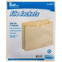 Quill Brand® File Jacket, 3" Expansion, Letter Size, Manila, 25/Pack (74925Q)