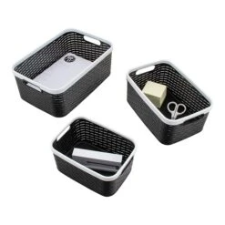Advantus Nantucket Weave Bins, Black/White, 3/Pack (39220) -Bostitchy Store sp105964606 s7
