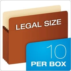 Pendaflex Smart Shield Reinforced File Pocket, 3 1/2" Expansion, Legal Size, Redrope, 10/Box (1526EAM) -Bostitchy Store sp107903349 s7