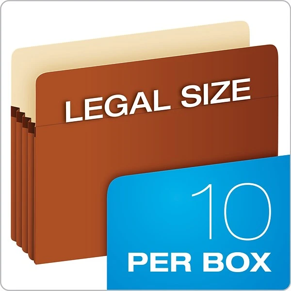 Pendaflex Smart Shield Reinforced File Pocket, 5 1/4" Expansion, Legal Size, Redrope, 10/Box (1536GAM) 4 Pendaflex Smart Shield Reinforced File Pocket, 5 1/4" Expansion, Legal Size, Redrope, 10/Box (1536GAM) - Image 2