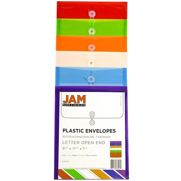 Jam Paper Plastic File Pocket, Letter Size, Assorted, 6/Pack (118B1assrtd) 4 Jam Paper Plastic File Pocket, Letter Size, Assorted, 6/Pack (118B1assrtd) - Image 2