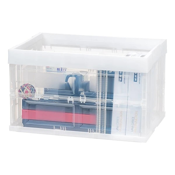 Iris 52.83 Qt. Open Lid Collapsible Storage Crate, Clear (100712) 4 Iris 52.83 Qt. Open Lid Collapsible Storage Crate, Clear (100712) - Image 2