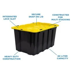 Mount-It! 63.4 Qt. Snap Lid Storage Bin, Black/Yellow, 3/Pack (WI-3001) 11 Mount-It! 63.4 Qt. Snap Lid Storage Bin, Black/Yellow, 3/Pack (WI-3001) -Bostitchy Store sp136536977 s7