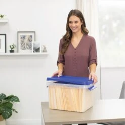 Bankers Box Heavy-Duty Latch Lid Plastic File Box, Letter Size, Blue/Clear, Each (86101) -Bostitchy Store sp165492744 s7