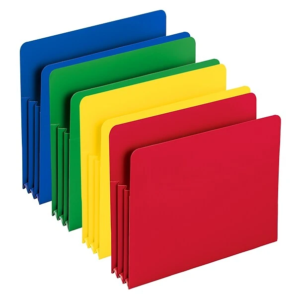 Smead Heavy Duty Poly File Pockets, 3-1/2" Expansion, Letter Size, Assorted Colors, 4/Box (73500) 4 Smead Heavy Duty Poly File Pockets, 3-1/2" Expansion, Letter Size, Assorted Colors, 4/Box (73500) - Image 2
