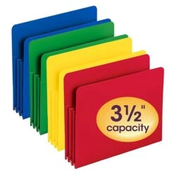 Smead Heavy Duty Poly File Pockets, 3-1/2" Expansion, Letter Size, Assorted Colors, 4/Box (73500) 9 Smead Heavy Duty Poly File Pockets, 3-1/2" Expansion, Letter Size, Assorted Colors, 4/Box (73500) -Bostitchy Store sp173280255 s7