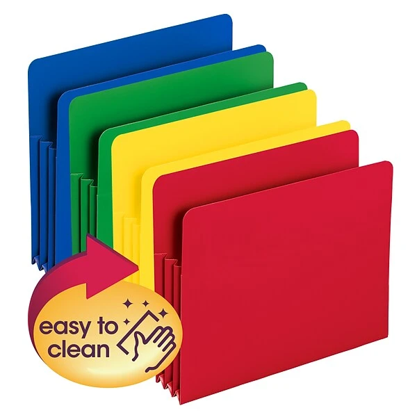 Smead Heavy Duty Poly File Pockets, 3-1/2" Expansion, Letter Size, Assorted Colors, 4/Box (73500) 3 Smead Heavy Duty Poly File Pockets, 3-1/2" Expansion, Letter Size, Assorted Colors, 4/Box (73500)