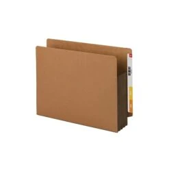 Smead End Tab Pocket, Reinforced Straight-Cut Tab, 3.5" Expansion, XL Letter, Redrope With Dark Brown Gusset, 10/Box (73681)