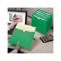 Smead Reinforced File Jackets, Reinforced Straight Cut Tab, Letter Size, Green, 100/Box (75503) -Bostitchy Store sp38714972 s7
