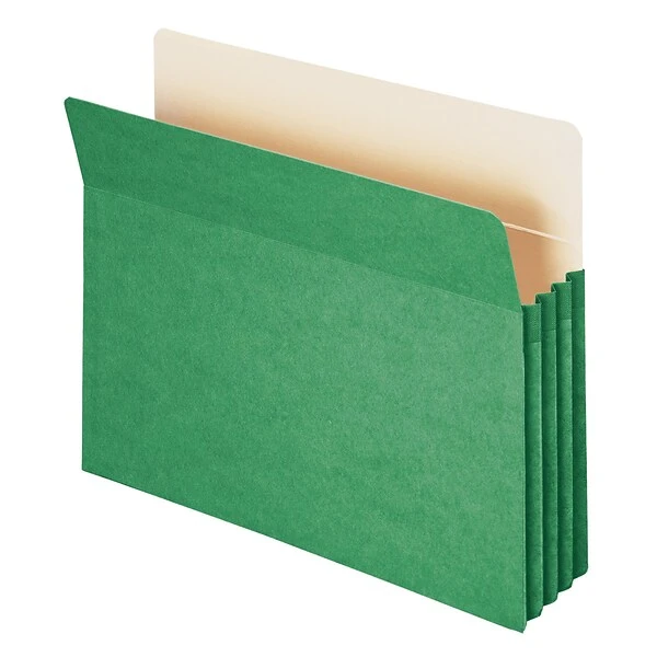 Smead 10% Recycled Reinforced File Pocket, 3 1/2" Expansion, Letter Size, Green, 25/Box (73226BX) 3 Smead 10% Recycled Reinforced File Pocket, 3 1/2" Expansion, Letter Size, Green, 25/Box (73226BX)
