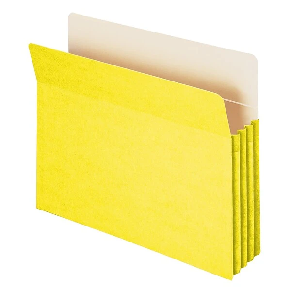 Smead 10% Recycled Reinforced File Pocket, 3 1/2" Expansion, Letter Size, Yellow, 25/Box (73233BX) 3 Smead 10% Recycled Reinforced File Pocket, 3 1/2" Expansion, Letter Size, Yellow, 25/Box (73233BX)