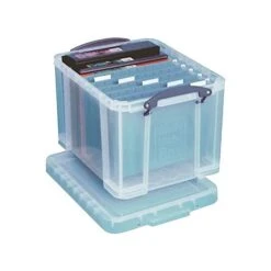 Really Useful Box® 32 Liter Snap Lid Storage Bin, Clear, 3/Pack (32LC-PK3C)