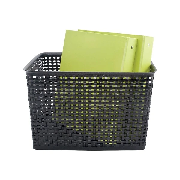 Advantus Large Weave Plastic Bin, Black, 2/Pack 4 Advantus Large Weave Plastic Bin, Black, 2/Pack - Image 2