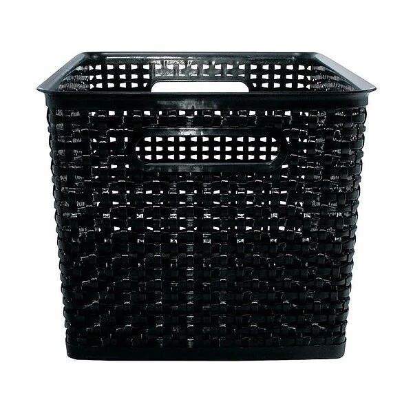 Advantus Large Weave Plastic Bin, Black, 2/Pack 5 Advantus Large Weave Plastic Bin, Black, 2/Pack - Image 3
