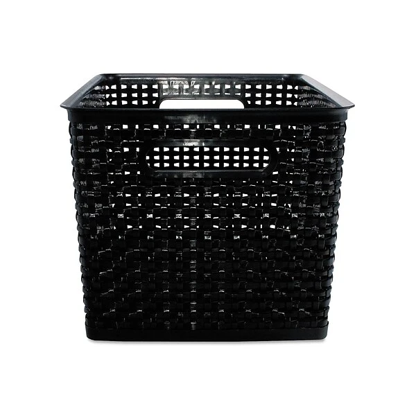 Advantus Large Weave Plastic Bin, Black, 2/Pack 6 Advantus Large Weave Plastic Bin, Black, 2/Pack - Image 4