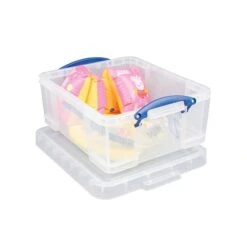 Really Useful Box® 17 Liter Snap Lid Storage Bin, Clear, 4/Pack (17LC-PK4C)