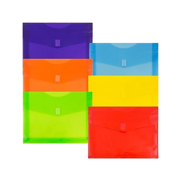 JAM Paper Plastic Envelopes With Hook & Loop Closure, 2" Expansion, Letter Size, Assorted Colors, 6/Pack (218V2OLIPRYS) 3 JAM Paper Plastic Envelopes With Hook & Loop Closure, 2" Expansion, Letter Size, Assorted Colors, 6/Pack (218V2OLIPRYS)