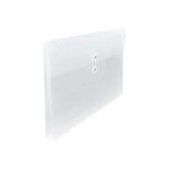 JAM Paper Poly Envelope With Button & String Tie Closure, 1" Expansion, Legal Size, Clear, 12/Pack (219B1CL)