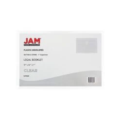 JAM Paper Poly Envelope With Button & String Tie Closure, 1" Expansion, Legal Size, Clear, 12/Pack (219B1CL) -Bostitchy Store sp42125166 s7